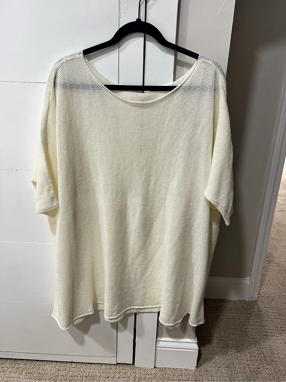 EILEEN FISHER Open Knit Top in Cream Size XL